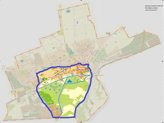 Mapa 2. Obszar zdegradowany na terenie miasta Szubin.
