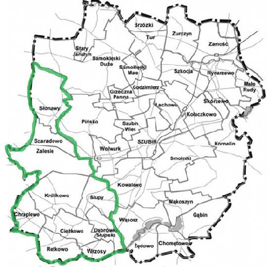 I.2.3. Analiza wskaźnikowa sołectw położonych w zachodniej części gminy Analizie poddano sołectwa znajdujące się w zachodniej części gminy tj.