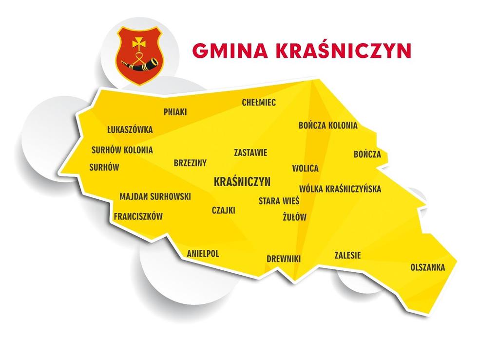 Rysunek 5. Gmina Kraśniczyn. Źródło: Opracowanie własne. 1.2.2 Charakterystyka sieci osadniczej Gmina Kraśniczyn zajmuje powierzchnię 110 km 2 i zamieszkuje ją 3883 osób.