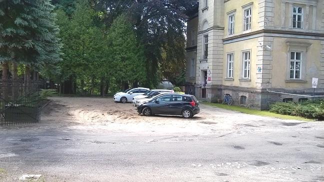 parking od strony wschodniej Obecny układ drogowy nie spełnia wymagań stawianych drogom pożarowym, przy czym również i on objęty jest ochroną konserwatorską.