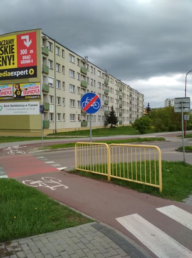 Zawnioskować do GDDKiA o usunięcie znaku C-13a koniec drogi dla rowerów przy
