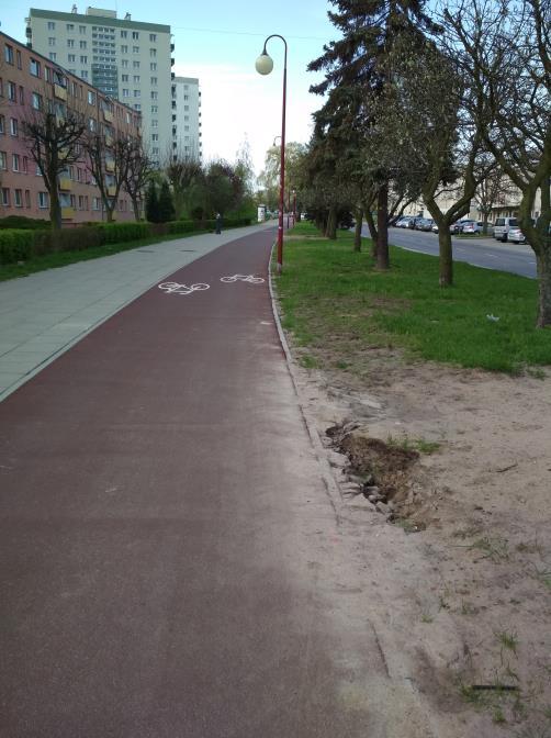 5. Zweryfikować dziurę obok ścieżki rowerowej w ciągu