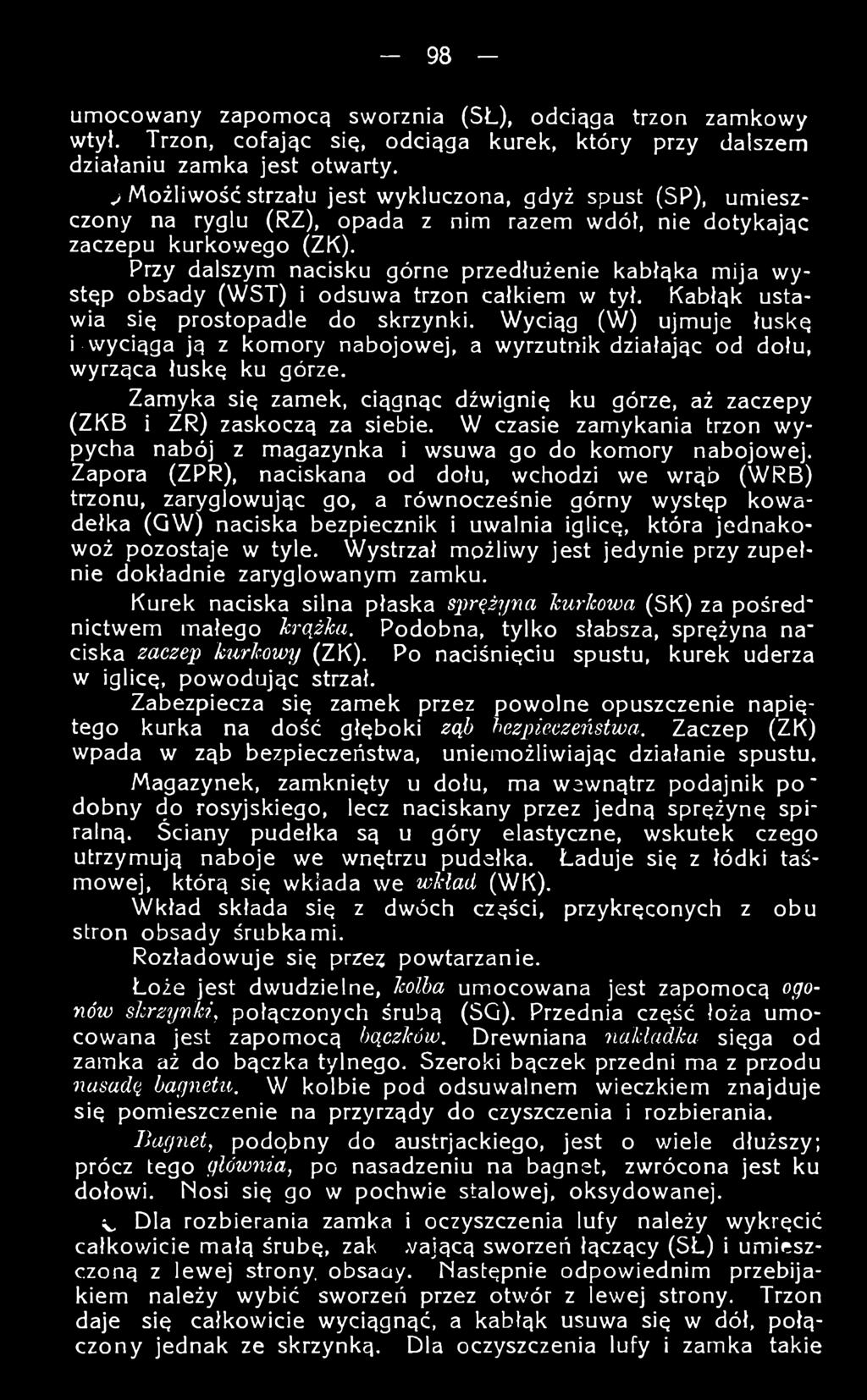 W czasie zamykania trzon w y pycha nabój z magazynka i wsuwa go do komory nabojowej.