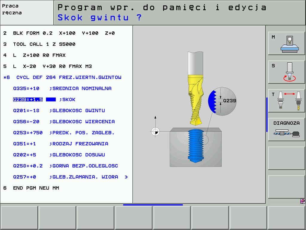 Wspomaganie graficzne przy programowaniu cykli TNC wspomaga operatora przy definicji cyklu poprzez graficzne przedstawienie wprowadzanych parametrów.