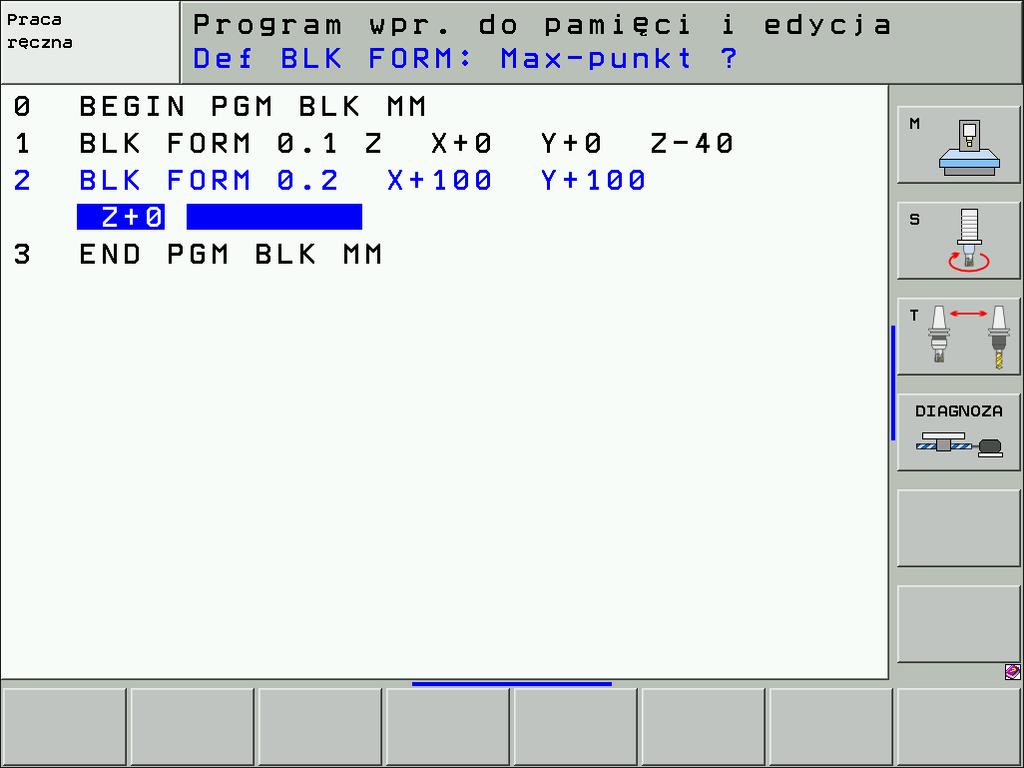 Podstawy Otworzenie nowego programu obróbki 8 Wybrać skoroszyt; w którym ma zostać zapisany program do pami ci 8 Wprowadzić now nazw programu, potwierdzić przy pomocy klawisza ENT 8 Wybrać jednostk