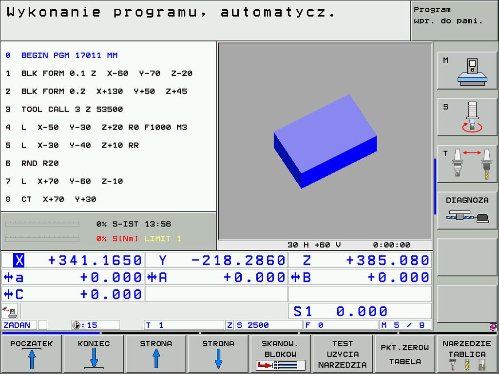 Tryb pracy Przebieg programu sekwencj wierszy przebieg programu pojedyńczymi wierszami test programu Zawartość ekranu monitora program program z lewej, segmentowanie programu z prawej program z