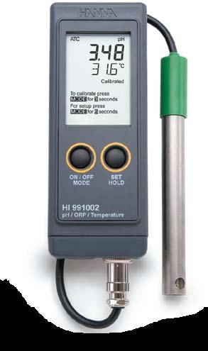 HI 9125 Wodoszczelne terenowe ph-metry z wielopoziomowym ekranem i ergonomiczną obudową - Poszerzony zakres ph i temperatury - Uproszczona kalibracja (5 buforów kalibracyjnych będących w pamięci) -