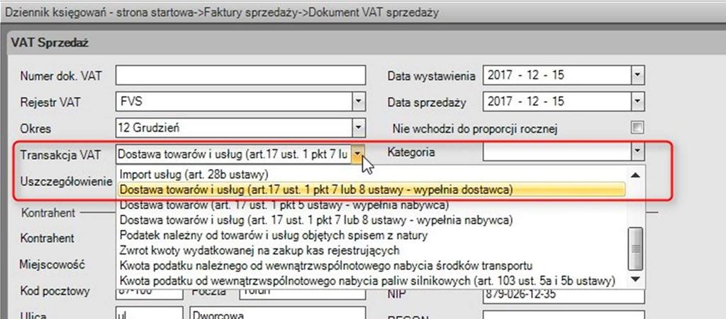 3. Przechodzimy na zakładkę Pozycje i wypełniamy stosując