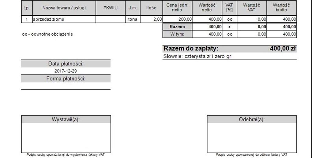 5. Zapisujemy wprowadzone dane. Możemy wydrukować fakturę.