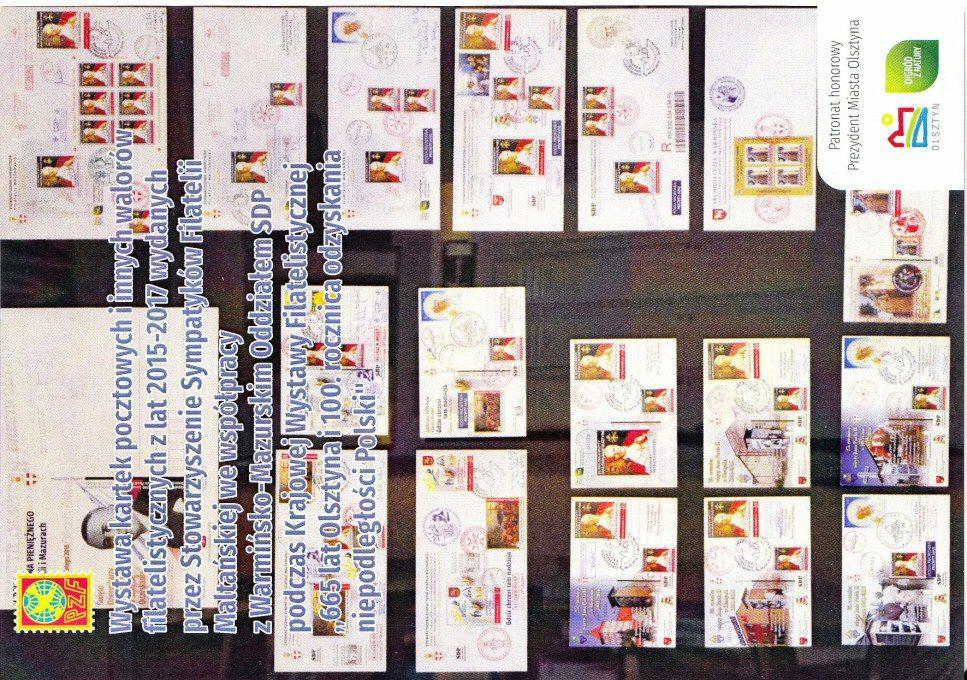 rewers kartki Fex-11: Wystawa kartek pocztowych i innych walorów filatelistycznych z lat 2015 2017 wydanych przez Stowarzyszenie Sympatyków Filatelii Maltańskiej we współpracy z Warmińsko-Mazurskim