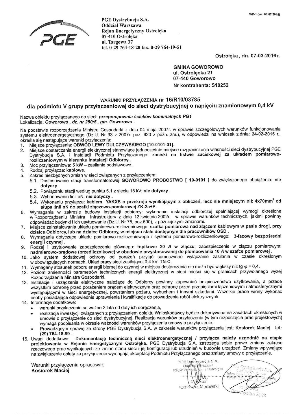 Przepompownie ścieków, gm. Goworowo.