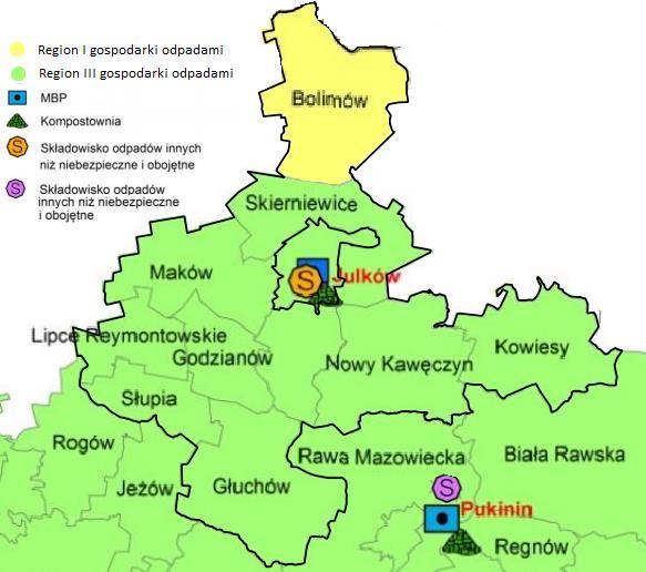 Region I (gmina Bolimów) Region III (gmina: Skierniewice, Maków, Lipce Reymontowskie, Godzianów, Słupia, Głuchów, Nowy Kawęczyn, Kowiesy) Rysunek 5.