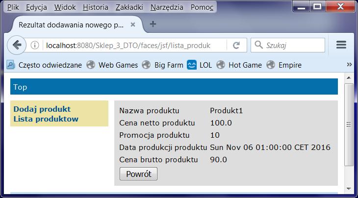 Przykład 3 (cd) Widok