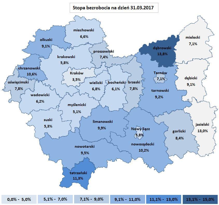 2. Stopa bezrobocia stan na koniec marca 207 r.