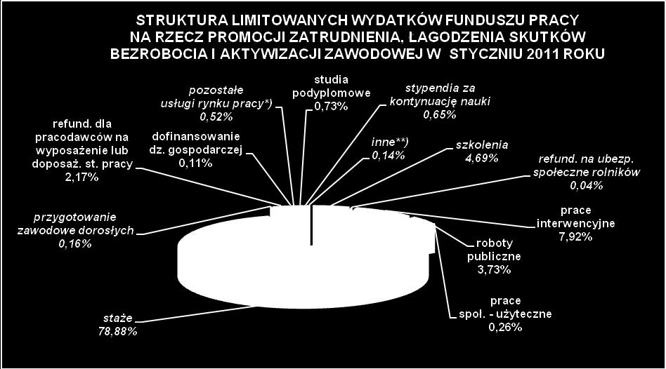 zł (przed rokiem 62,3%), 1,9% to ydatki na ypłaty dodatkó aktyizacyjnych oraz śiadczeń integracyjnych - 812,4 tys.