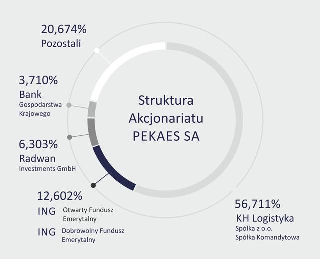 Struktura akcjonariatu PEKAES SA ustalona na dzień 31.12.