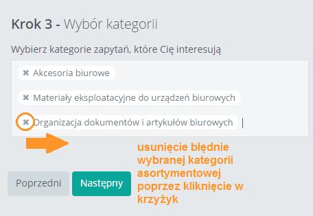 asortymentowe: Rysunek 8 Etap drugi rejestracji formularz krok III kategoria zakupowa /b Wybór