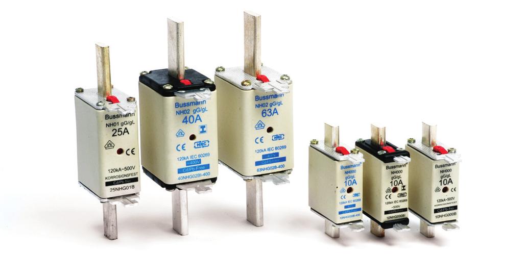 XXX BUSSMANN SERIES Wkładki NH oraz podstawy : 150 A Napięcia : 400 V AC, 500 V AC, 90 V AC Zdolność