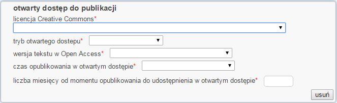 Otwarty dostęp do publikacji licencje w RUJ Zawiera informacje o tym, czy publikacja jest dostępna w internecie w otwartym (darmowym) dostępie, Wersja w Open Access może zostać udostępniona przez