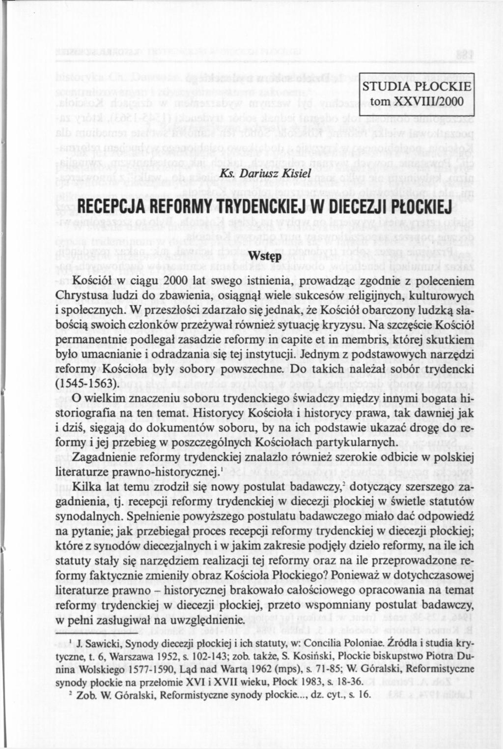 STUDIA PŁOCKIE tom XXVIII/2000 Ks.