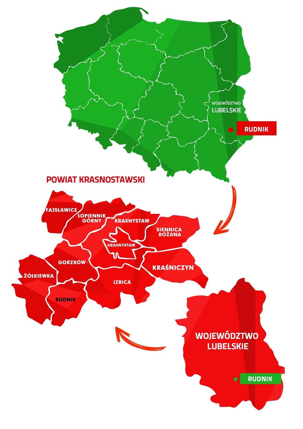 Strona4 Mapa 1 Położenie gminy Rudnik na tle kraju, województwa