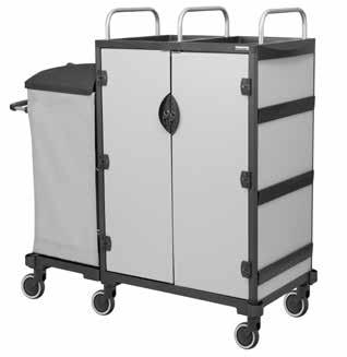 EQUIPE HOTELOWY TOOLS WÓZKI DO SPRZĄTANIA Equipe H1 Light Grey Equipe H1 z trzema przegrodami jest bardzo pojemny.