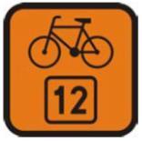 Rowerzyści Znak A-30 z tabliczką rowerzyści oraz znakiem trasy rowerowej R-4, do ustawienia przy drodze w której wytyczona jest trasa rowerowa W miejscach skrzyżowań przejazdu rowerzystów przez drogi