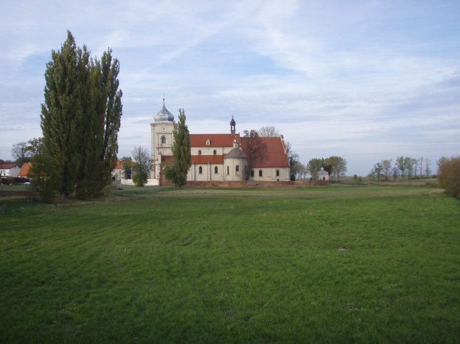 Sanktuarium Pocieszenia NMP widok od strony ul. Koźmińskiej Droga Borek Siedmiorogów Drugi dobrej jakości początkowo wzmocniona cementem, potem gruntowa i asfaltowa.