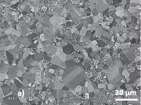 K. CYMERMAN, A. MICHALSKI Rys. 7. Zdj cia SEM mikrostruktury tworzyw Ni 3 Al spiekanych w: a) Fig. 7. SEM images of Ni 3 Al microstructures after sintering at: a) Rys.