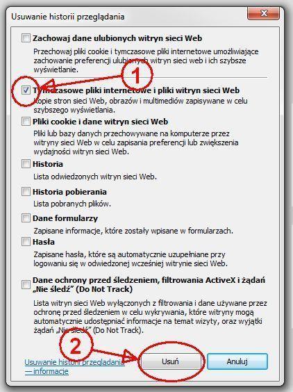 Rysunek 30-8 Umiejscowienie opcji czyszczenia cache w przeglądarce Internet Explorer 11.