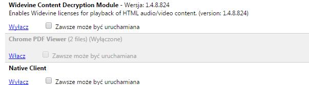 Rysunek 30-11 Przejście do ustawień przeglądarki Google Chrome. Po wyłączeniu obsługi plików PDF, wtyczka powinna być oznaczona szarym wiersze (Rysunek 30-12).