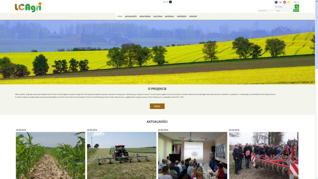 Rys. 3. Główna strona internetowa projektu LCAgri (www.lcagri.iung.