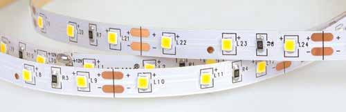 LUMAX Taśmy LED DC 12V Double PCB Podwójny obwód drukowany (double PCB) zmniejsza rezystancję ścieżek co zapewnia niższą temperaturę pracy chipów LED i równomierne światło na całej długości taśmy.