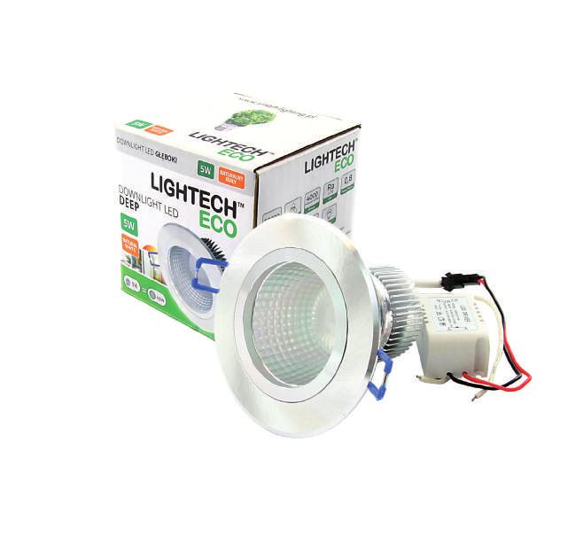 OPRAWY WNĘ TRZOWE LED DOWNLIGHT DEEP 5-18W 400-1440 lm 4000 K 90 80 20 50000h 15 000 A (B) Oprawa DEEP wykonana z aluminium, charakteryzuje się głębokim kloszem i widocznym odbłyśnikiem w jego