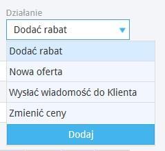 Działanie tutaj możemy sami utworzyć rodzaj działania jakie będzie podejmowane w związku z utworzoną ofertą.