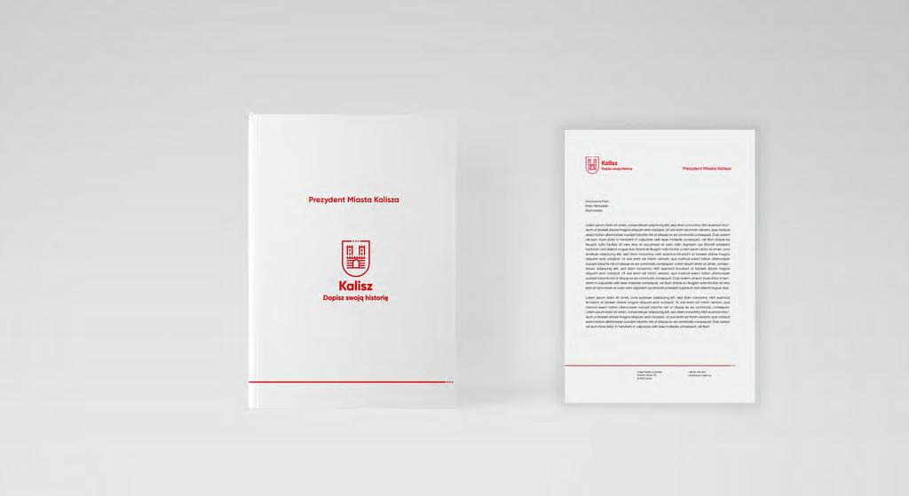Materiały wizerunkowe Teczka dla Prezydenta Miasta Kalisza Teczka w formacie A4. Na projekcie teczki użyto logotypu miasta Kalisza i linii występującej w brand patternie.