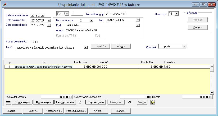 sampdatkwaniem, w firmie zdefiniwan dkument w parciu parametry: W knie Dkumenty / Definiwanie Ddan nwy dkument charakterze Dkumentu