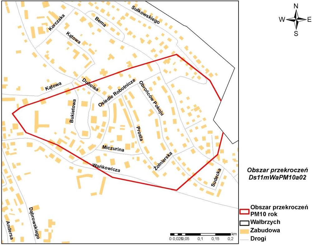 3. Obszar przekroczeń Ds11mWaPM10a02 jest położony na terenie dzielnicy Biały Kamień; zajmuje powierzchnię 0,2 km 2, zamieszkiwany jest przez 1,6 tys.