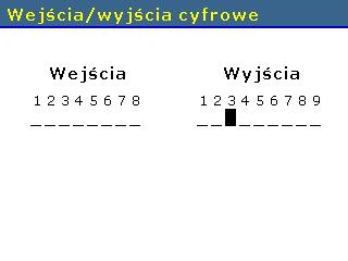 Aby wyświetlić stany wejść i wyjść logicznych należy: w podstawowym oknie Menu przesunąć na wyświetlaczu klawiszami strzałek, kursor na wiersz Zarządzanie i nacisnąć klawisz OK w oknie Zarządzanie