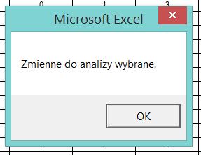 Należy w okienku zaznaczyć jedynie obszar ze zmienną objaśnianą (Y = ceny itp.) i zmiennymi objaśniającymi (Xn = cechy) wraz z nagłówkami (nazwami).