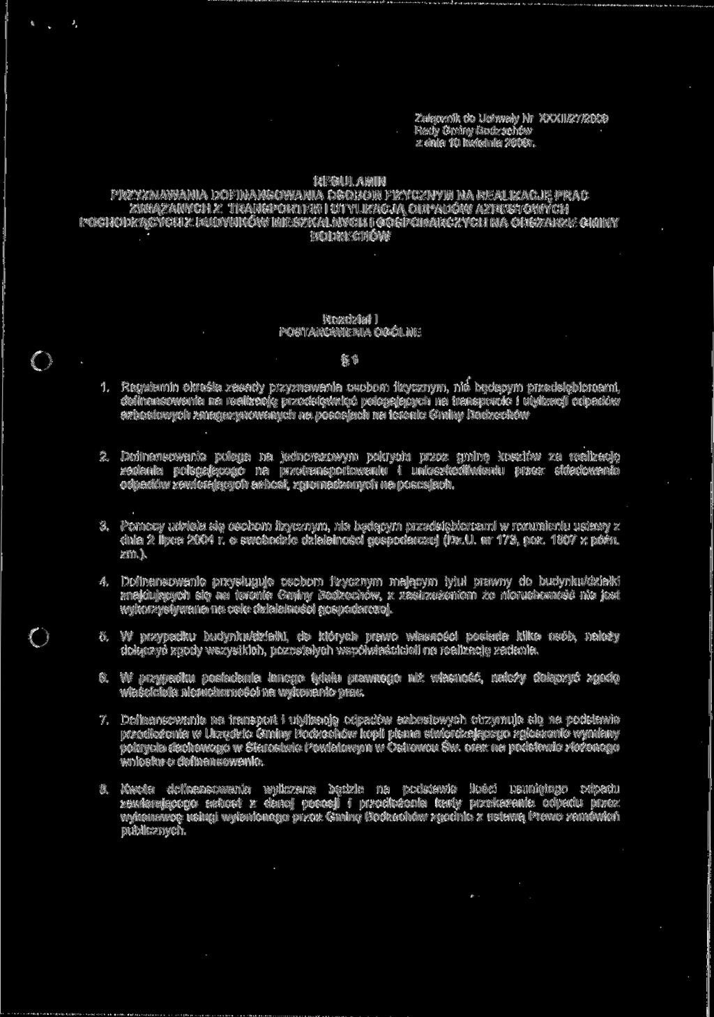Załącznik do Uchwały Nr XXXII/27/2009 Rady Gminy Bodzechów z dnia 10 kwietnia 2009r.