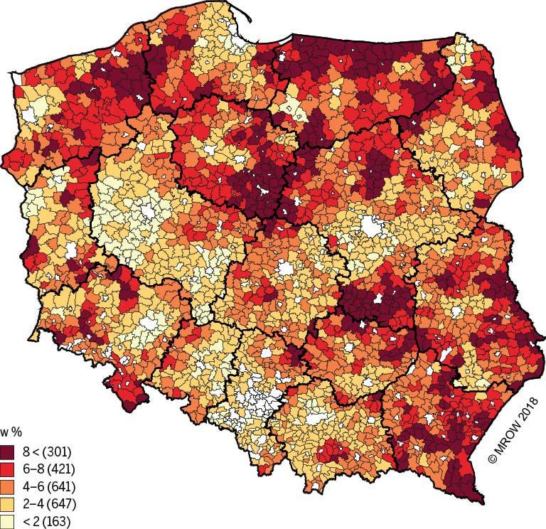 WSKAŹNIKI STABILNE PRZESTRZENNIE I O STAŁEJ MEDIANIE r = 0,948; mediana 8,4 [%] Rysunek 5.