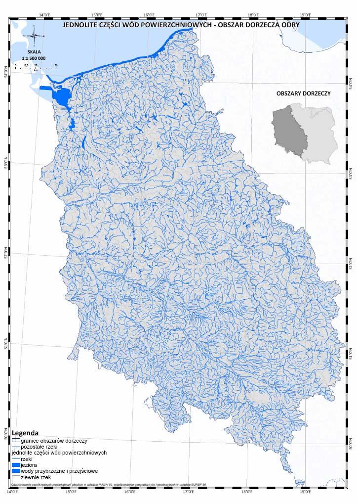 Charakterystyka obszaru dorzecza Odry 1735 jednolitych części wód rzek 4 jednolite części wód przejściowych