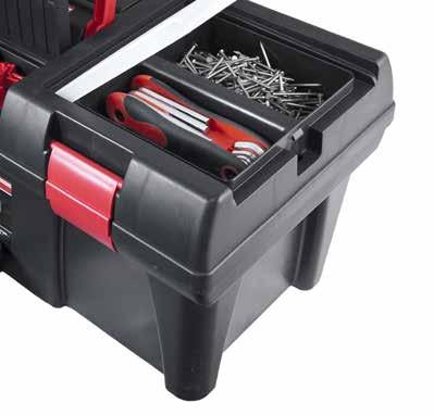 Small storage containers fit in its compartments perfectly, which facilitates the