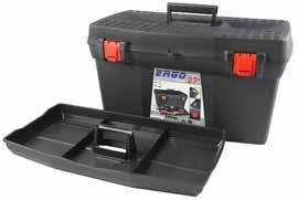 ToolBox Ergo Basic 15 Skrzynka narzędziowa Ergo Basic 15 383(L) x 188(W) x 18(H) mm Ergo handle Rączka Ergo Ergo latches Zapięcie Ergo Tray Tacka ToolBox Ergo Profi 15 Skrzynka narzędziowa Ergo Profi