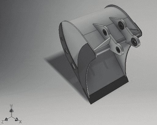 Rozkład naprężeń mechanicznych w łyżce o szerokości 500 mm, przeznaczonej do koparki podsiębiernej Oba modele zostały zaprezentowane na rysunku 2.