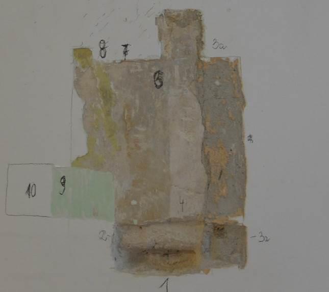 Nr Warstwy Faza chronologiczna WNĘKA OKIENNA - ODKRYWKA Nr 1, 2, 3, 4 Oznaczenie graficzne warstwy Charakterystyka warstwy 12 Warstwa malarska, biały akryl off white 50 11 Szpachla