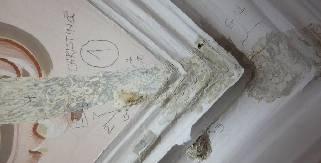 Nr Warstwy Faza chronologiczna SKLEPIENIE/ POLA MIĘDZY PROFILAMI ODKRYWKA Nr 1 Oznaczenie graficzne warstwy Charakterystyka warstwy 9 Warstwa malarska, współczesna dekoracja malarska 8 Warstwa