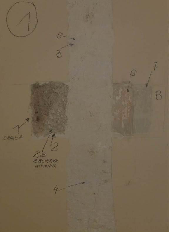 nr 4- w warstwie 7) Warstwa malarska, żółty pasek pod łukami i w narożach ścian, fragmentarycznie, Citrus 110 (odk.