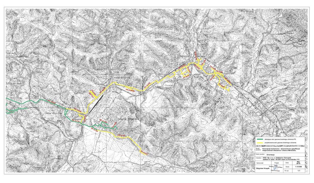 Rozbudowa sieci gazowej średniego ciśnienia w miejscowościach Olszanica i Uherce Mineralne Docelowy zakres: - gazociąg s/c: 13 km - przyłącza: